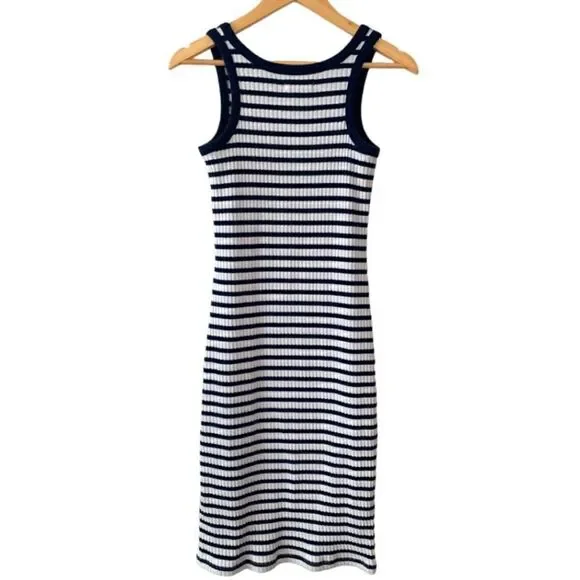 Madewell Ribbed Tank Midi Dress Stripe Size Small - Picture 4 of 8